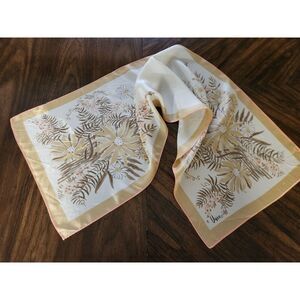 Vera Newmann Vintage Rectangle Scarf Gold, Pink, Brown Hand Crafted Japan 14x44"